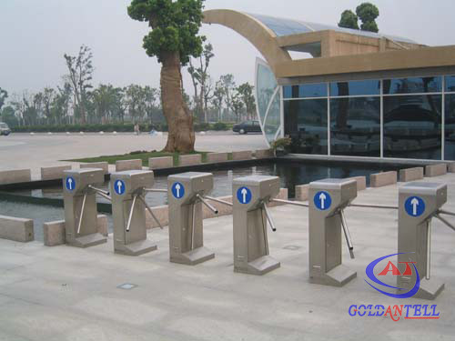 304 Stainless Steel Semi Automatic Vertical Tripod Turnstile With Mifare Card Reader