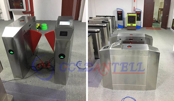 304 Stainless Steel Flap Turnstile with Brushed Motor and LED Light Color Optional for Attendance Record